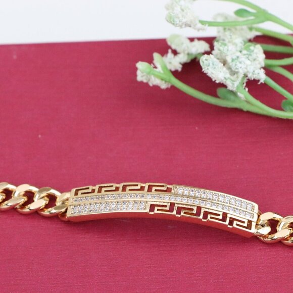 "Greek Key Crystal Bar Rose Gold Bracelet, XPBL0984 - Picture 12 of 12